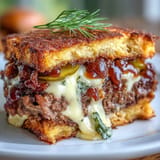 Crispy smash burger patties topped with American cheese and tangy secret sauce, layered with pickles and shredded lettuce on golden brioche slider buns.  