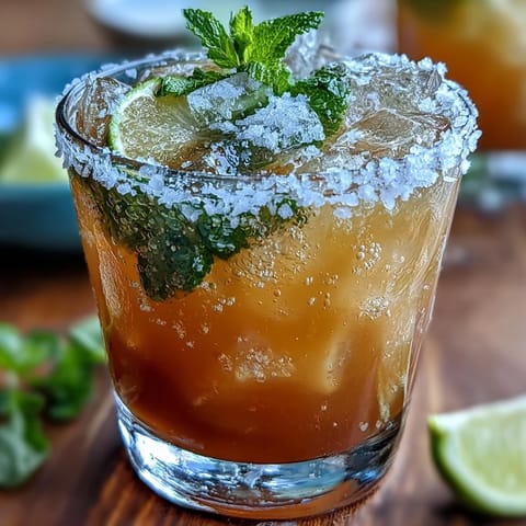 Cinco de Mayo Margarita Mocktail with Lime and Salt Rim in a festive glass, garnished with fresh lime and mint, ready to serve.