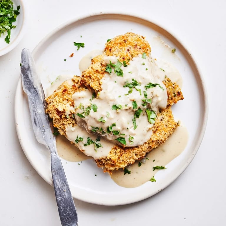 Southern-style Chicken Fried Steak with crispy breading and peppery white gravy, perfect for a comforting dinner plate.