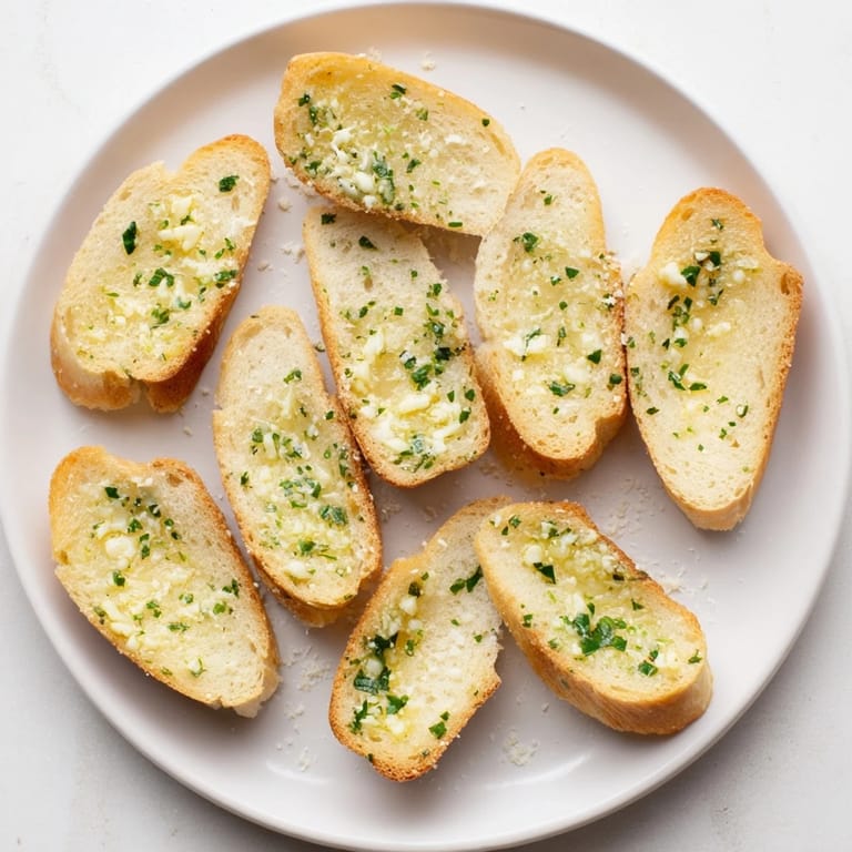 Crispy Garlic Bread topped with melted Parmesan, fresh parsley, and a side of marinara dipping sauce.