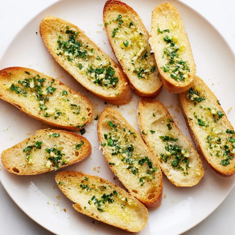 Close-up of warm Garlic Bread with golden crust and soft interior, perfect for Italian dinner side dishes.