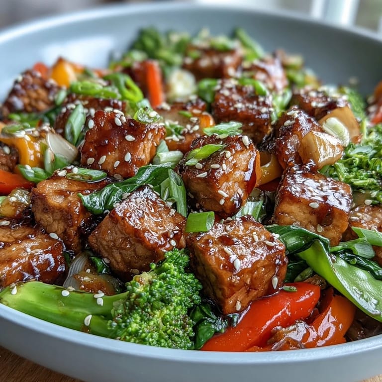 Quick and healthy vegetable tempeh stir-fry, a perfect weeknight meal delight.