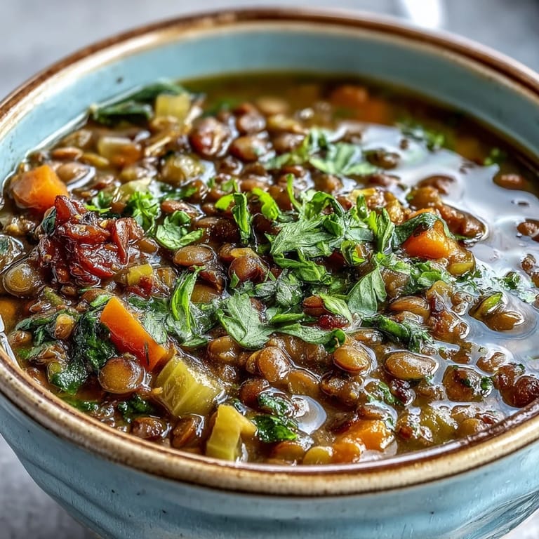 Sautéed onions, carrots, and celery simmer in golden broth with tender mung beans and warm spices in this traditional Indian soup.