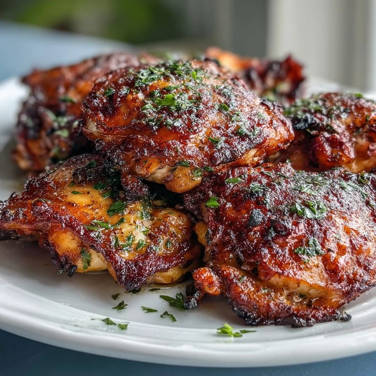 These crispy baked bone-in chicken thighs feature juicy meat and a smoky paprika spice blend.
