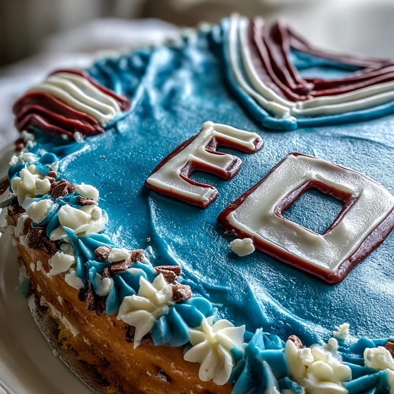 Festive Graduation Sports Jersey Cake decorated in team colors, featuring a jersey-shaped design with fondant collar and number, ideal for a sports-loving graduate.