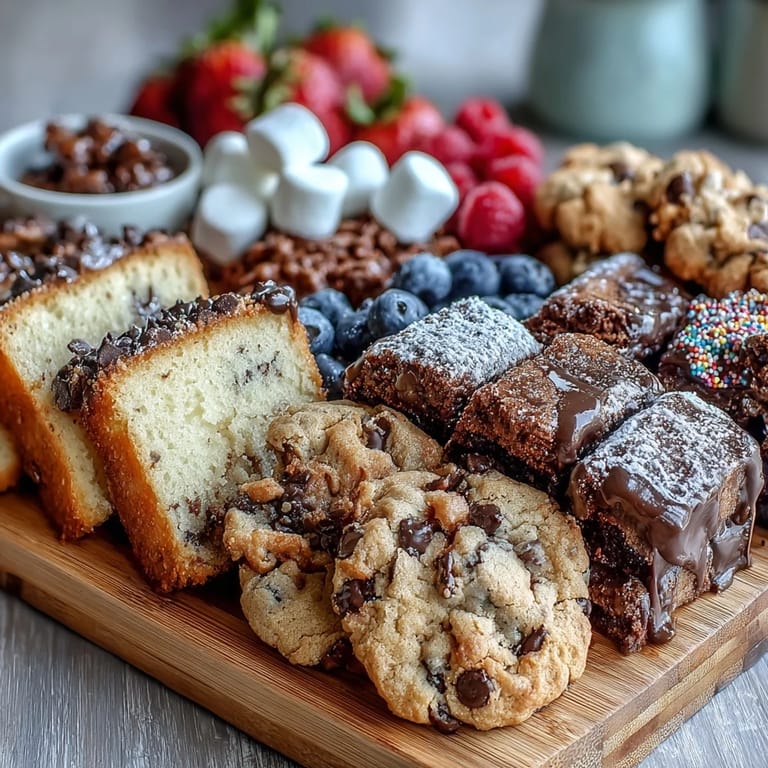 Vibrant dessert platter with assorted cakes, cookies, and chocolate-covered pretzels, ideal for sharing at grad parties.