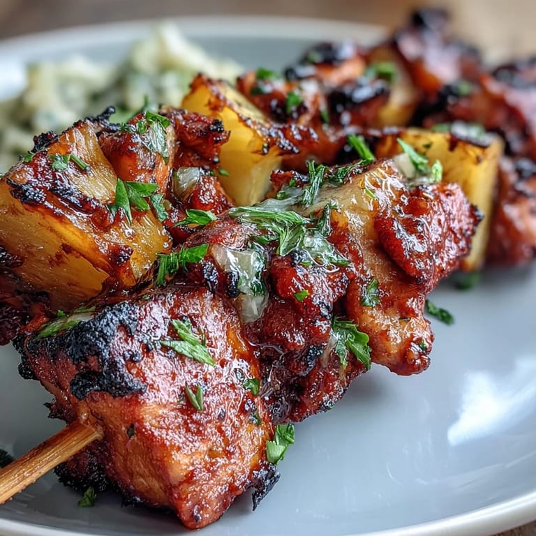 Savory chicken and sweet pineapple chunks charred on skewers, bursting with bold al pastor flavor.  