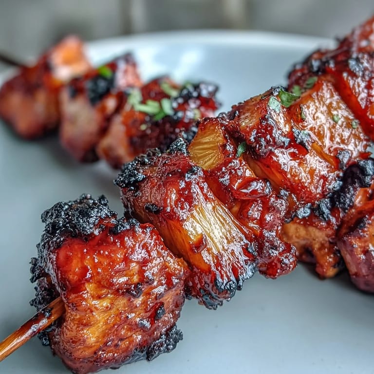 Al pastor-style chicken thighs grilled with pineapple, creating a vibrant, tropical main dish for any cookout.