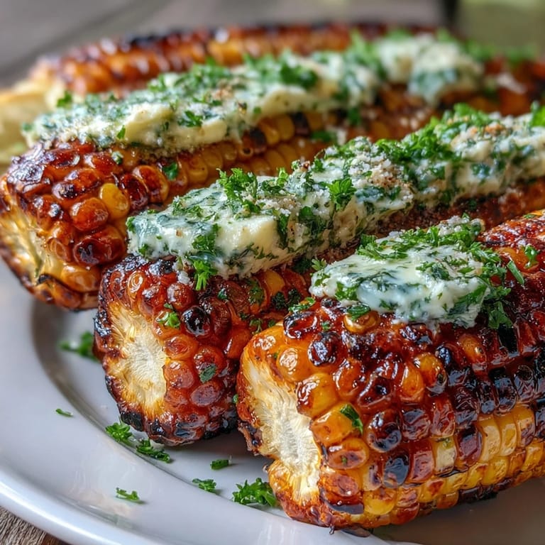 Memorial Day grilled corn with four herb butter varieties, a vibrant summer side dish.  