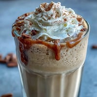 Creamy vanilla bean frappuccino protein shake with real vanilla bean paste, blended to smooth perfection and topped with whipped cream.