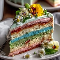 Pastel ombre spring cake with floral topper, a stunning dessert for celebrations, featuring soft gradient layers and edible blooms.